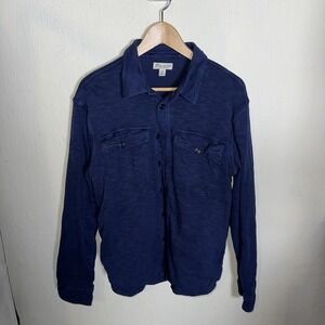 J Crew Knit Goods Thick Button Down Men's Shirt Blue Sz M 100% Cotton